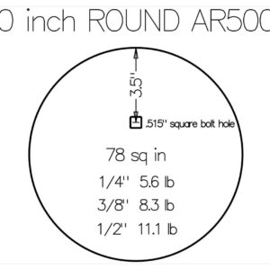 10 inch round steel target dimensions