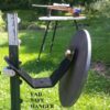 Hang Fast 10 inch round AR 500 steel target and Fail Safe Hanger mounted on a T-Post
