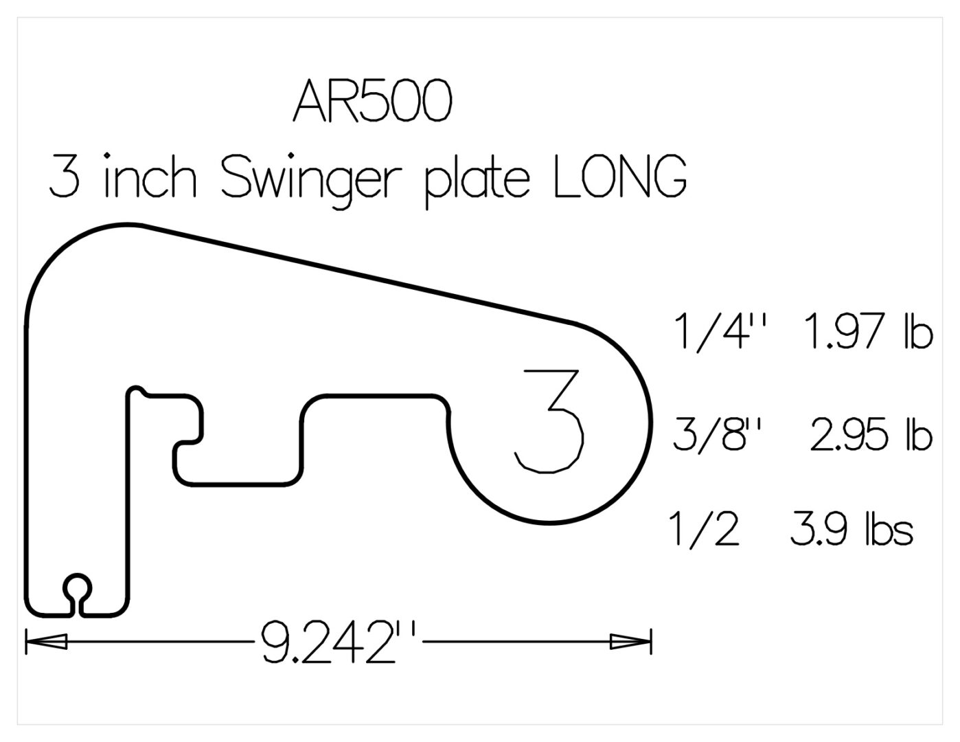 3 inch swinger plate long