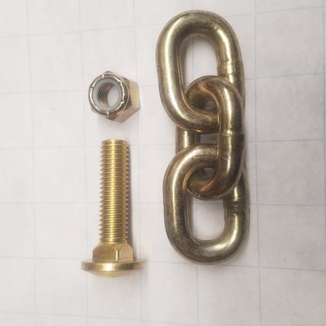 Hang Fast Chain Mount with short chain section and 1 ½” Grade 8 carriage bolt/nut