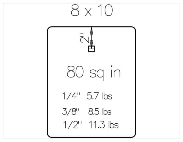 8 x 10 sign with 80 sq in area and weight options 14 57 lbs 38 85 lbs 12 113 lbs