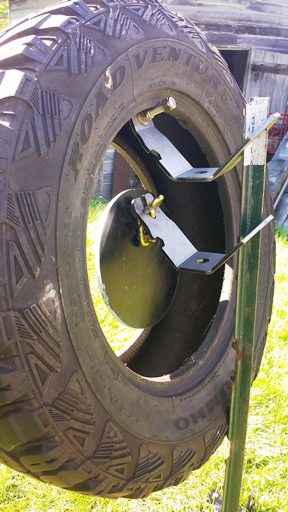 Steel target mounted inside a tire kit