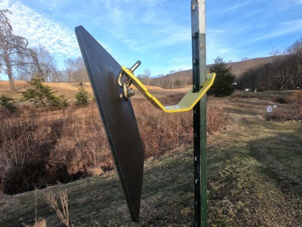 12 inch square AR500 target hung on a short chain