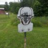 Front view of Hang Fast Red Mist T-Post target showing medulla zone on the AR500 target face.