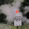 Hang Fast T Box RED MIST AR500 steel sniper target with auto resetting center medulla swinger plate